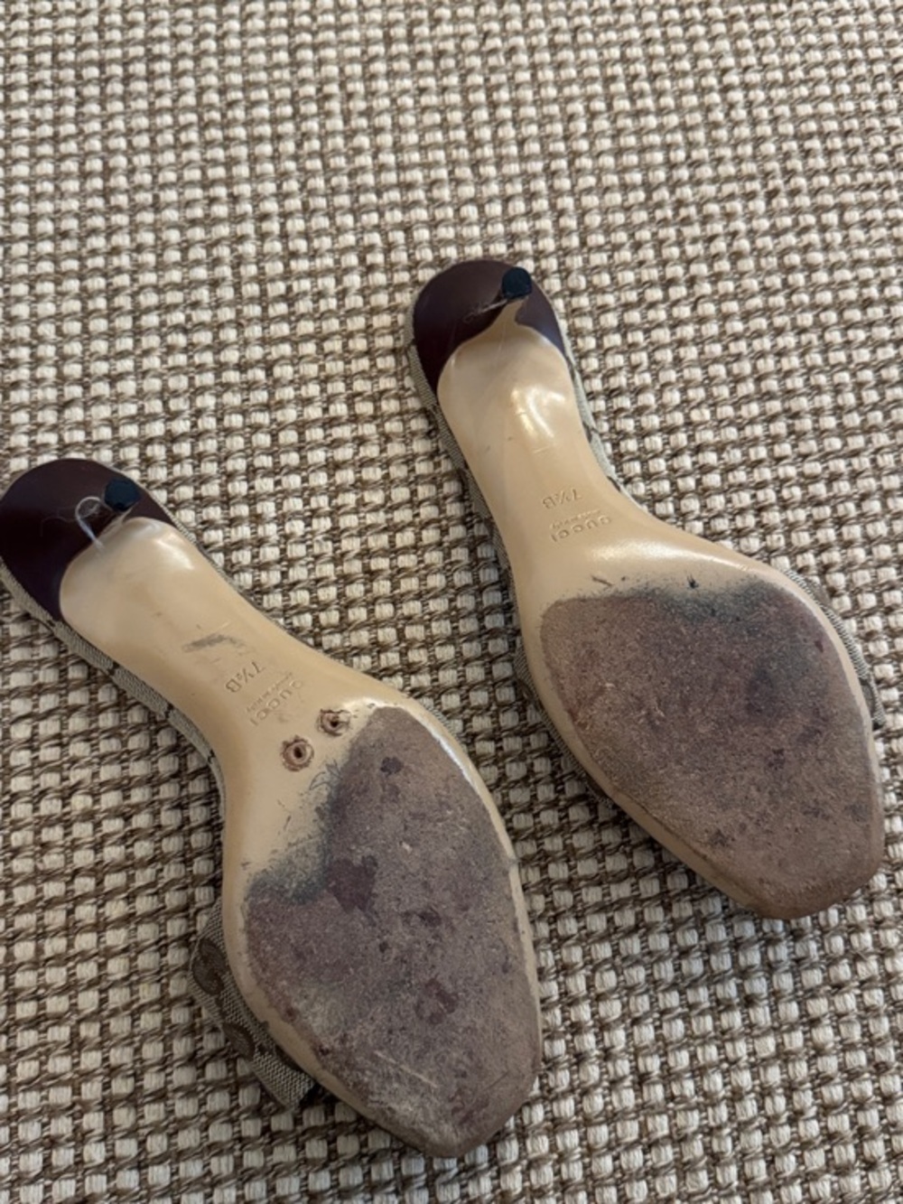 Authentic Gucci Brown GG Canvas Sandals with Silver Buckles - Picture 2 of 5